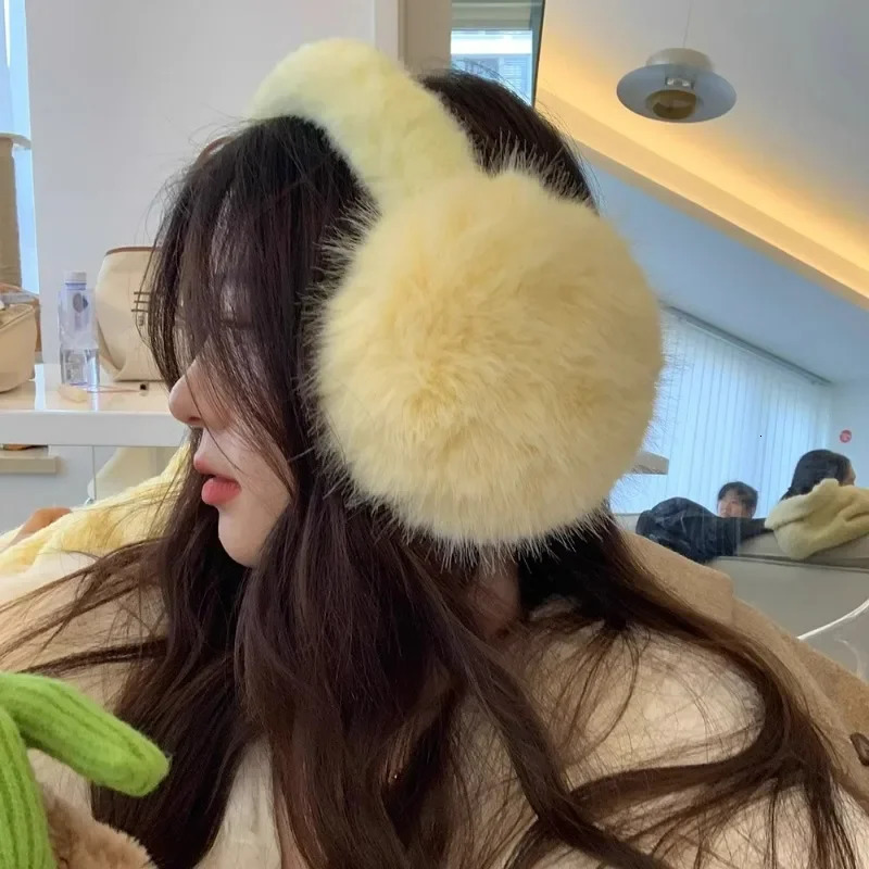 Fox Fur Plush Earmuffs Women Winter Thicken Colorful Plush Ear Protection Coldproof Windproof Solid Color Ear Covers 251014