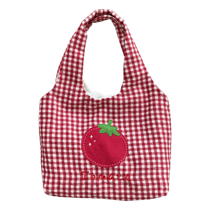 New Korean designer plaid cartoon women's handbag, cute and fashionable commuting bag, casual hot selling shoulder bag
