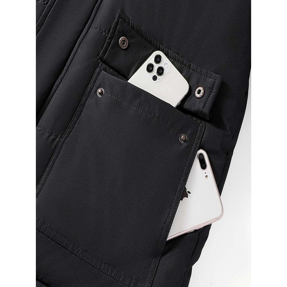 Clothing Detachable Hat Padded Coat Men's Winter Warmth In The Whole Body Plus Veet -Padded Jacket Clothing.