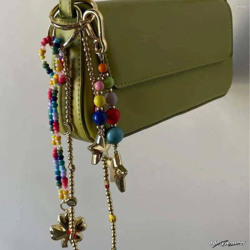 Colorful Hand Woven Keychain: Bohemian Bag Hanging Pendant With Bead Accents, DIY Accessories Ddmywonder