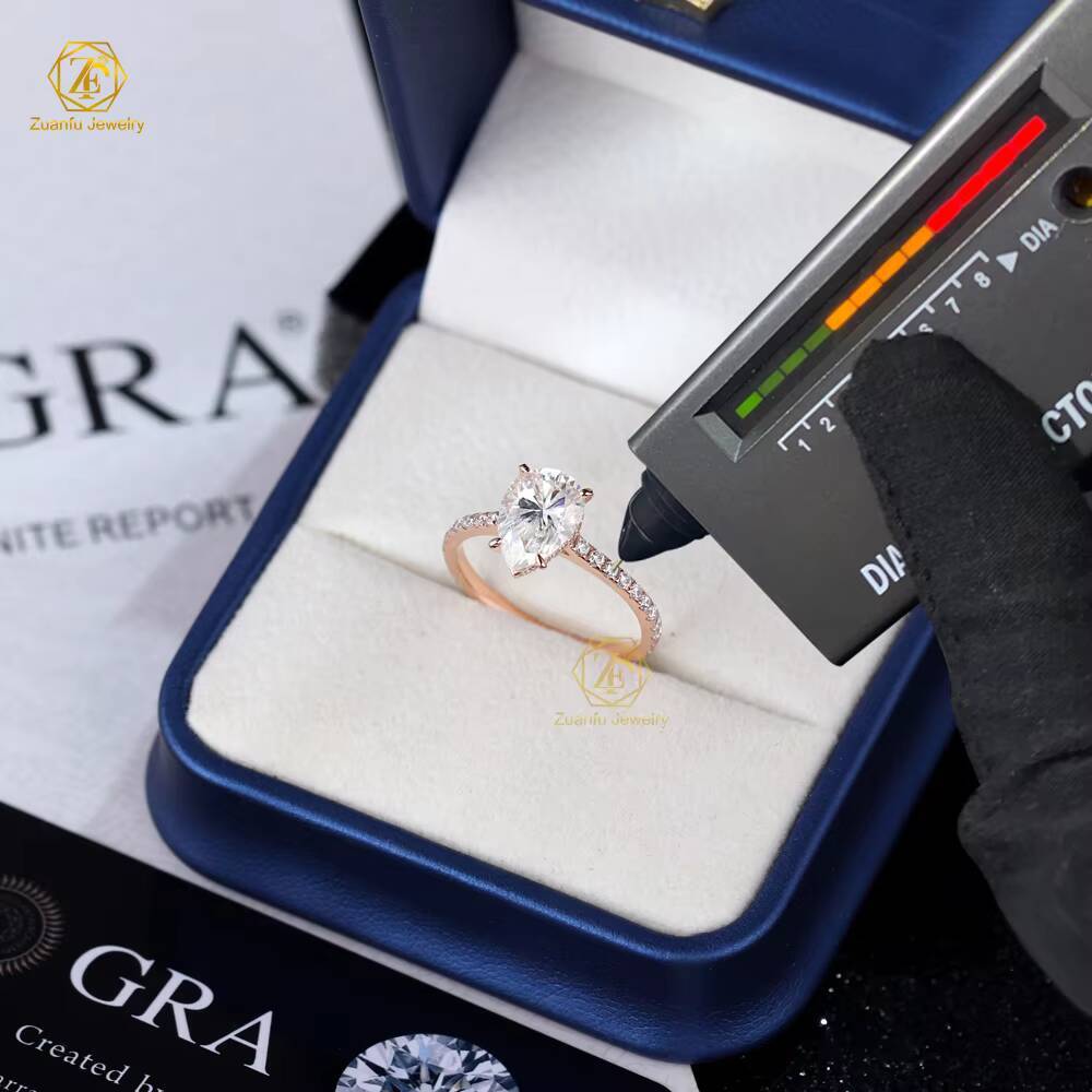 2025 Best Gift for Women Fine Jewelry 925S 9K 10K 14K 18K Pear Cut Moissanite Diamond Engagement Halo Ring