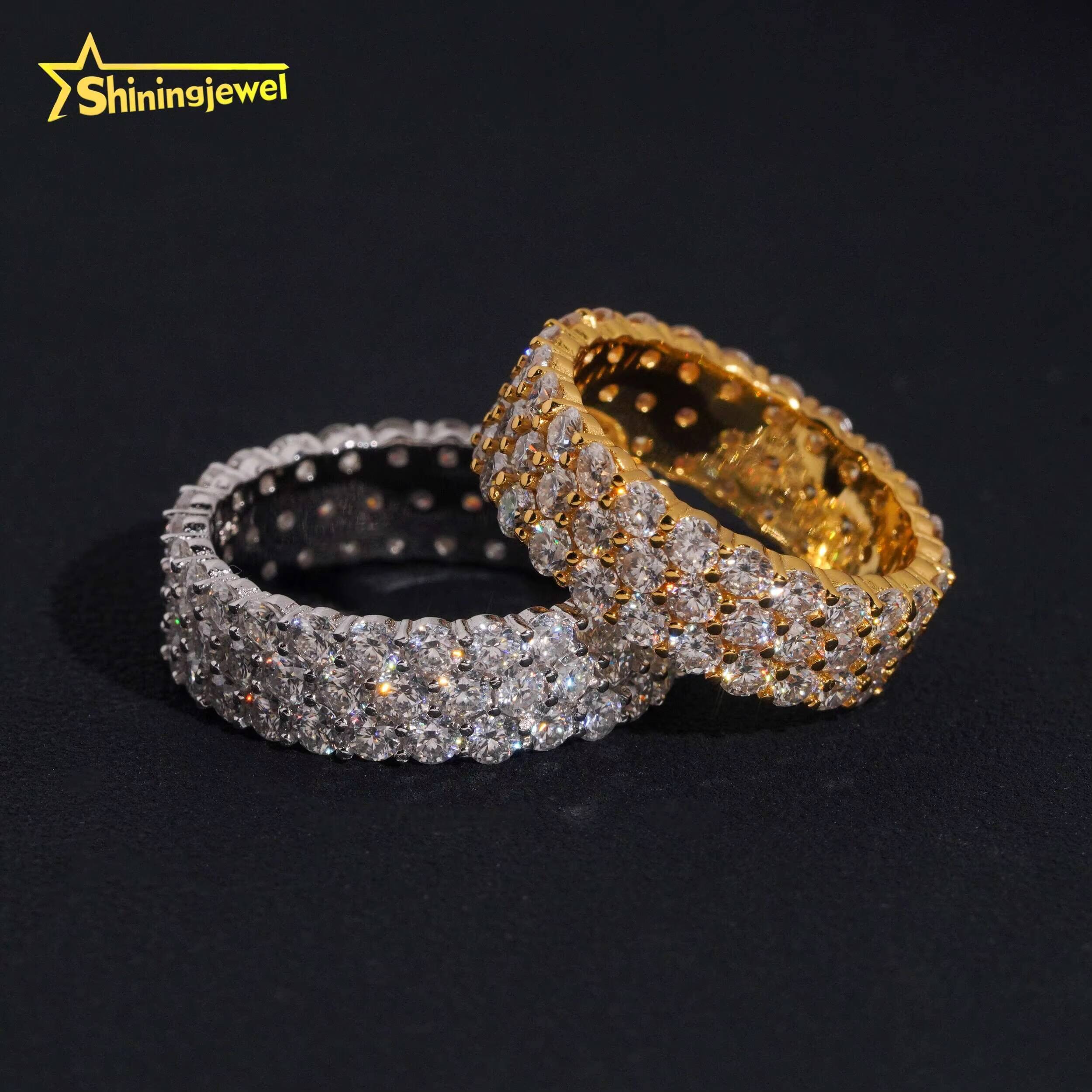 S925 Sterling Silver White Gold Diamond Ring Set with VVS Moissanite Luxury Wedding Ring