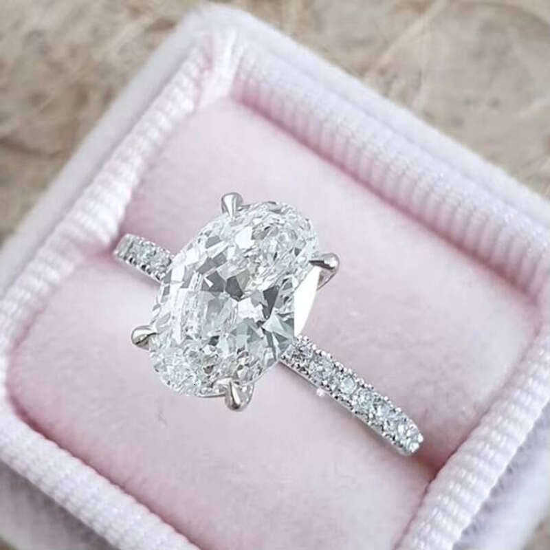 Women Jewelry VVS moissanite ring Eternity Promise Oval Engagement Wedding Sterling Silver Ring