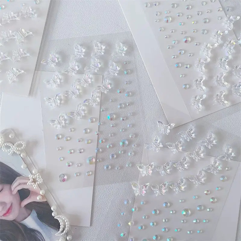 16pcs 3D Acrylic Diamond Stickers Butterfly Crystal Patch Face Paste Stage Makeup Rhinestones Jewelry Mermaid Pearl Tattoo 251015