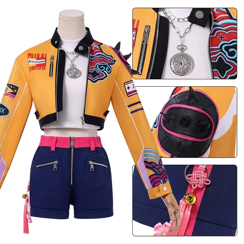 2026 KPop Rumi Cosplay Costume Wig Women Girls Halloween Carnival Comiccon Party Role Playing Outfits 251017