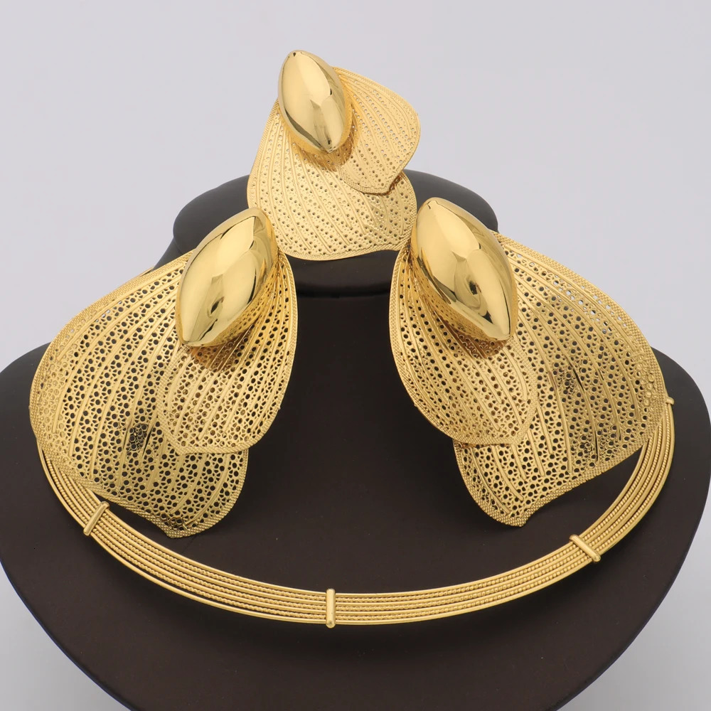 African Necklace Earrings Ring Set Geometric Irregular Women Nightclub Party Jewelry Anniversary Gift For Wedding 251016