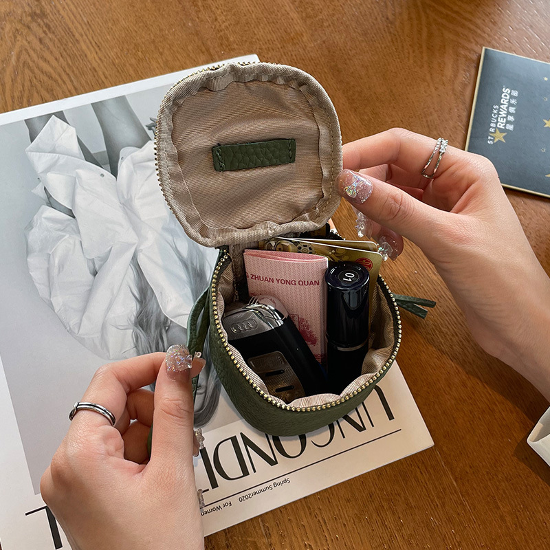 Luxury Brand Designer Bag Coin Purse Top Layer Cowhide Coin Bag Coin Bag Handheld Genuine Leather Key Bag Earphone Lipstick Cushion Bag