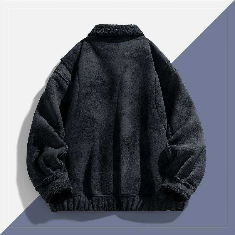 Quality High Appearance Level Integrated Flight Suit For Men's Lapel Leather Motorcycle Short Jacket Imitation Fur Coat