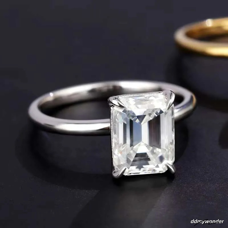 10K Vvs2 - D White Gold Emerald Cut Moissanite Engagement Solitaire Dia Wedding For Women Bridal Ring Ddmywonder