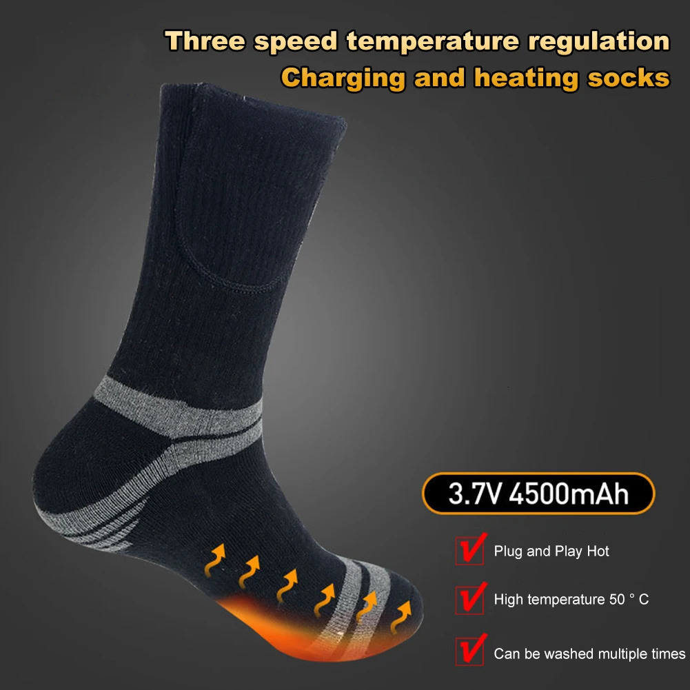 Unisex Rechargeable Heated Socks Washable Electric Thermal Socks Elastic Thickened Winter Outdoor Must Have Without battery 251009