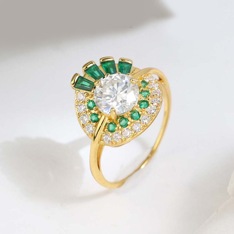 MT GRA 2CT Moissanite Ring Unique Design Floral Cut Emerald Loose Gem Diamond Moissanite Ring 925 Sterling Silver for Women High Quality