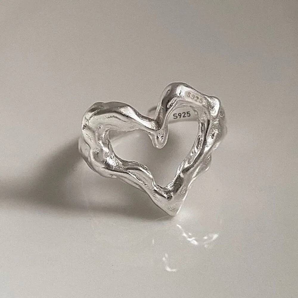 Wedding ring 925 Sterling Silver Rings for Women Men Couple Minimalist Handmade Simple Heart Ring Party Jewelry Gift free shipping