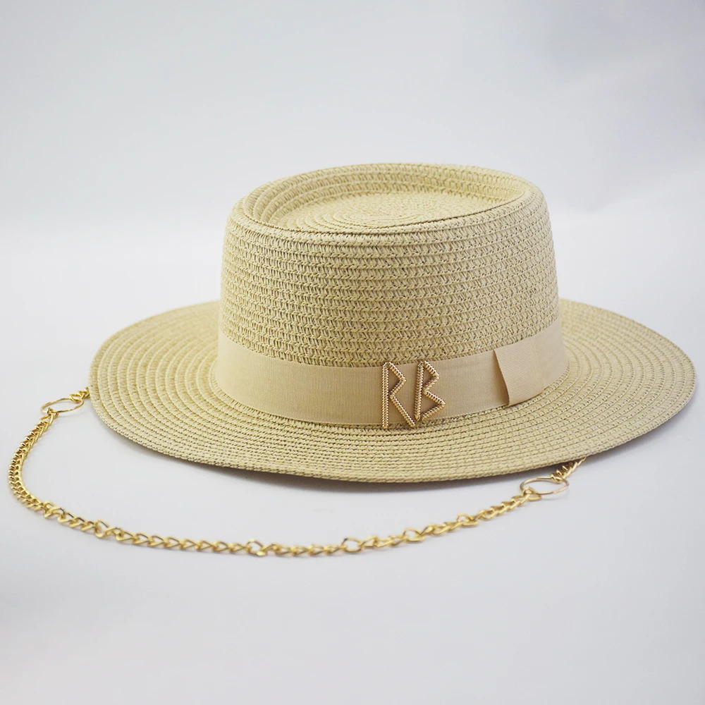 RUSLAN BAGINSKIY Summer Straw Hats for Women Ribbon Decoration Elegant Ladies Party Dress Hats Travel Beach Sun Hat Chapeau INS 251016