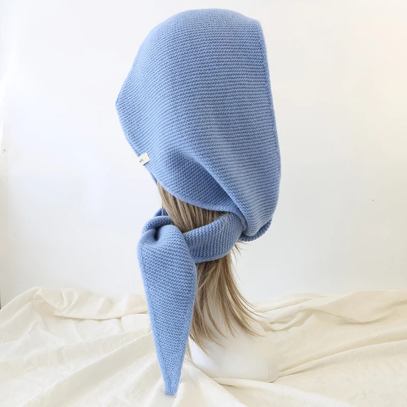 100 Wool Big Sophie Scarf Oversize Hood Balaclava Winter Hat Ear Protection Windproof Warm Bomber Hats Women Fashion Beanies 251016