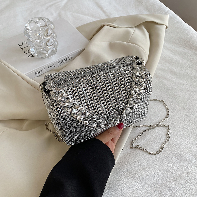 Luxury Brand Designer Bag Chain Bag For Women Summer 2022 New Trendy Korean Version Shiny Diamond Cylinder Bag Full Diamond Fashion Casual Shoulder Cr
