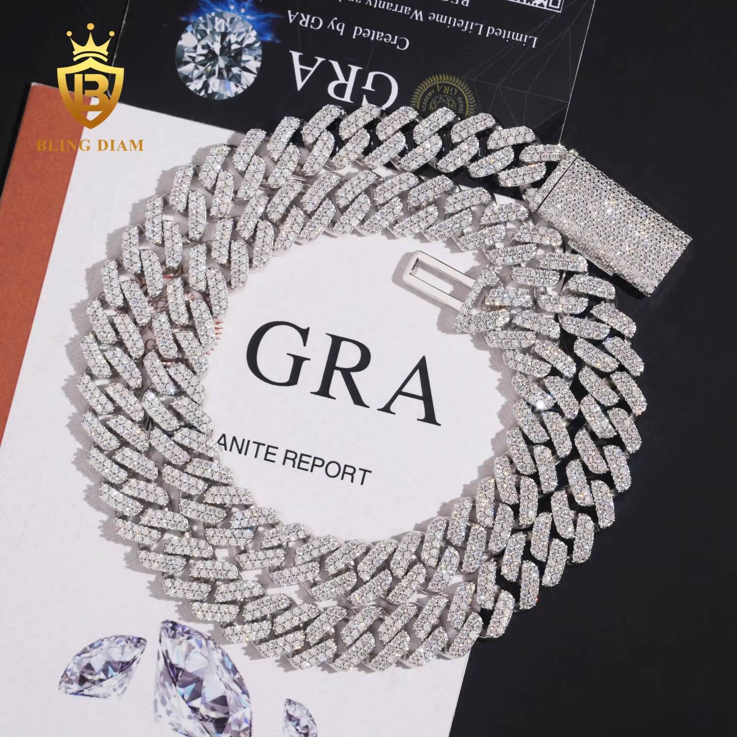 Hot Sale Moissanite Miami Hip Hop 925 Sterling Silver Iced Out 13MM Moissanite Diamond Men Necklace Cuban Link Chain