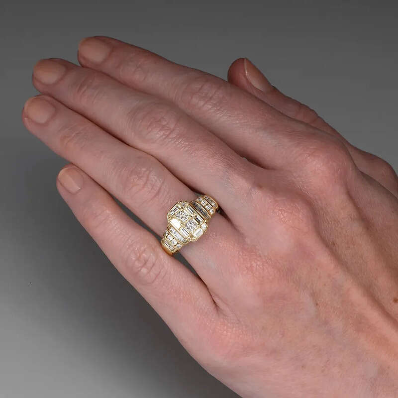 2023 Brand Wedding Rings Jewelry Sterling Sier T Princess Cut White Topaz CZ Dia Gemstones Party Eternity Women Engagement Band Ring Gift