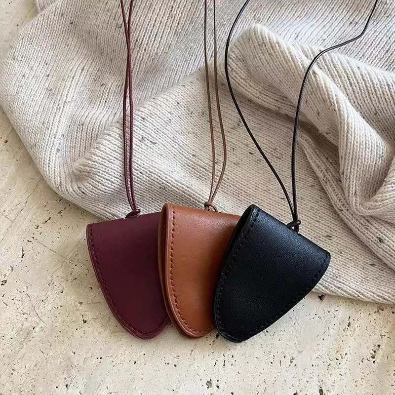 Portable Fashion Leather Eyeglasses Storage Bag Pendant Storage Hanging Rope Sunglasses Clip Glasses Clip Hanging Neck Pouch 251016