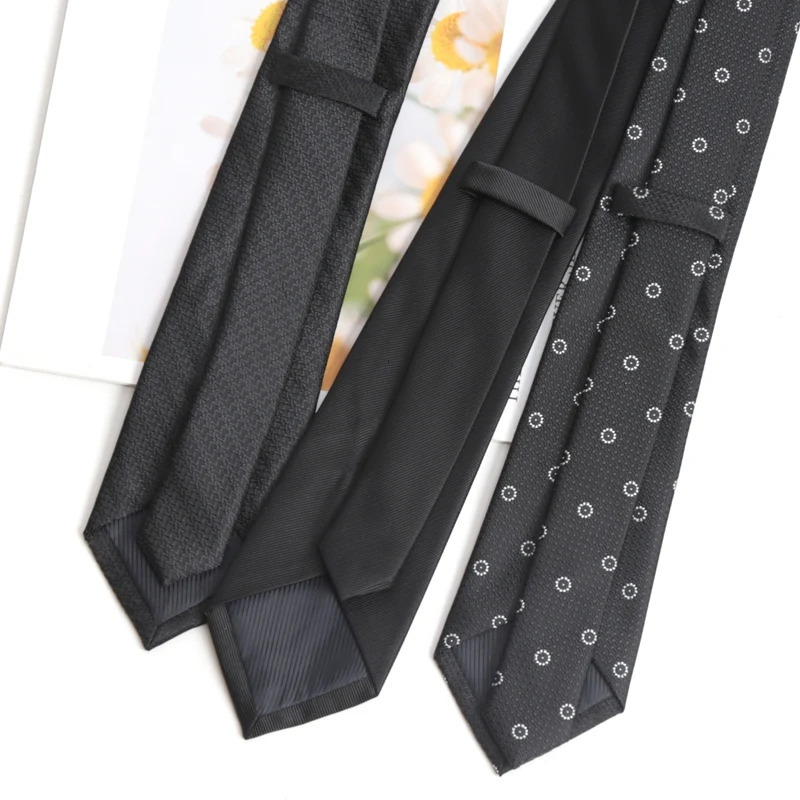 Men Classic Black Tie 8CM Necktie Stripes Ties for Man Groom Jacquard Woven Elegant Neck Tie for Business Wedding Party 251014
