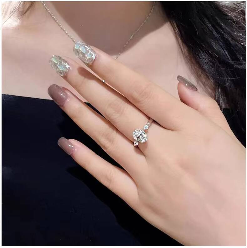 Wholesale GRA VVS 2ct Moissanite Engagement Diamond Oval Water Drop Ring 925 Sterling Silver 18k Gold Women Wedding Jewelry