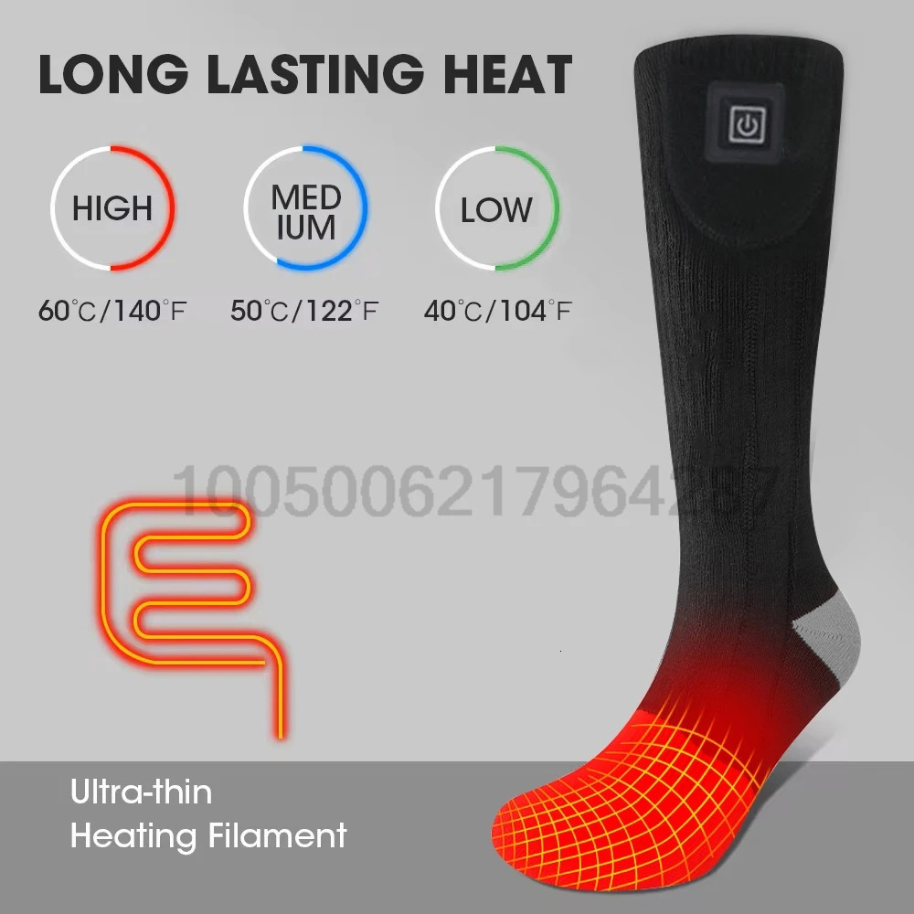 Winter Heating Socks With Battery Box Rechargeable AntiCold Men Thermal Heated Foot Warmer Outdoor Camping Ski Sports Wnter 251009