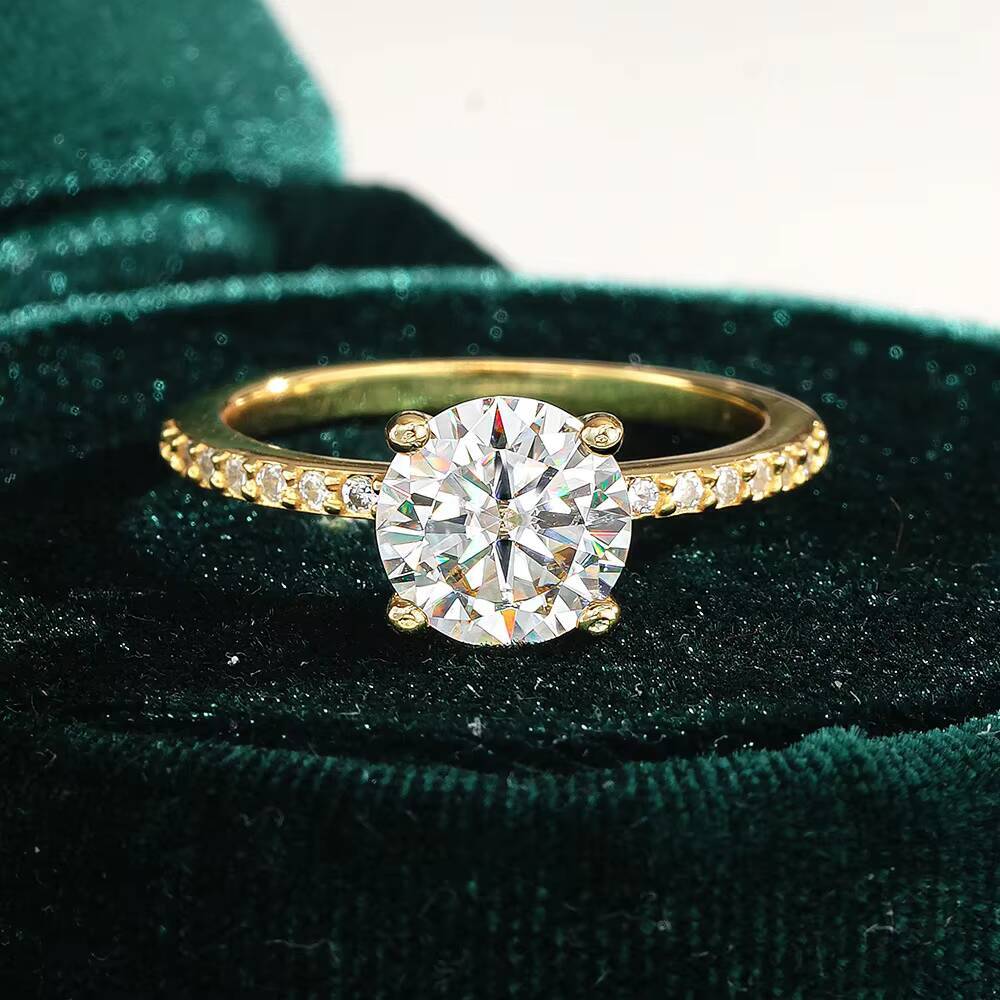 925 Sterling Silver Moissanite Diamond Scalloped Pav Diamond Fashion Moissanite Engagement Ring for Women Wedding Rings