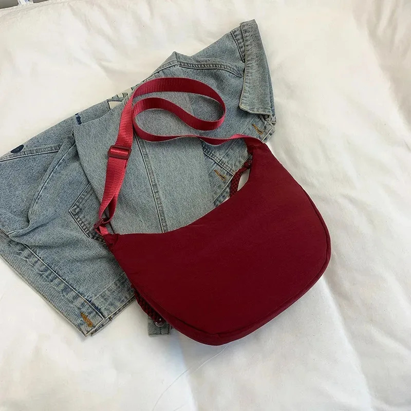 Solid color trendy shoulder bag personalized multifunctional canvas bag daily minimalist dumpling bag 251014