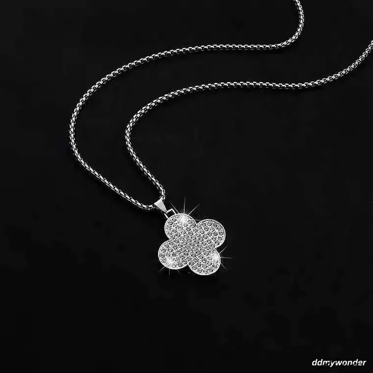 Elegant Four-Leaf Clover Pendant Necklace: Long Titanium Steel Sweater Chain For Women, Autumn & Winter Fashion Ddmywonder