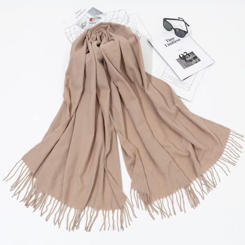 Y2088 cotton and linen Korean style solid color scarf for women