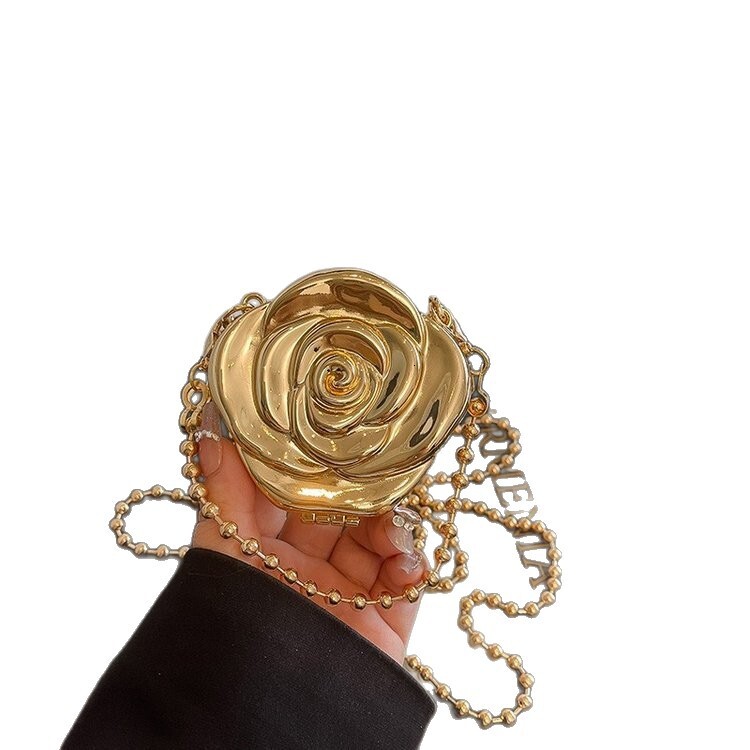 Luxury Brand Designer Bag New Trendy 2025 Fashion Camellia Metal Handbag Evening Bag Coin Purse Lipstick Crossbody Box Bag