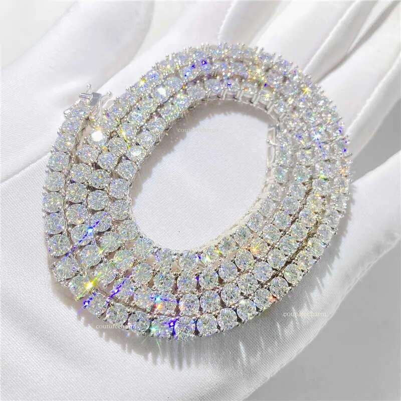 necklace moissanite chain Custom Sier Real White 5mm Moissanite Dia Tennis Gold Chain Necklace