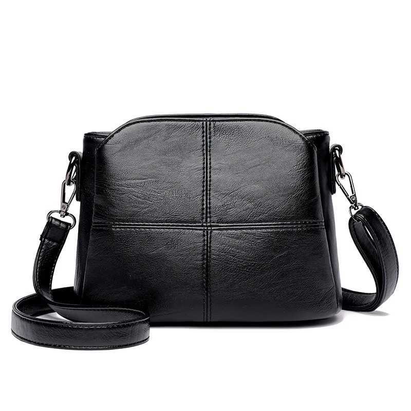 Vintage Womens Soft PU Leather Shoulder Bag Square Solid Color Crossbody Middle Aged Female New Large Lady Messenger Bags Z251018