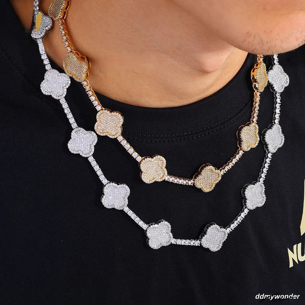 Iced Out Tennis Chain Micro Pave Cubic Moissanite Necklace: Wholesale Bling Dia Hip Hop Jewelry For Women Party Gift Ddmywonder