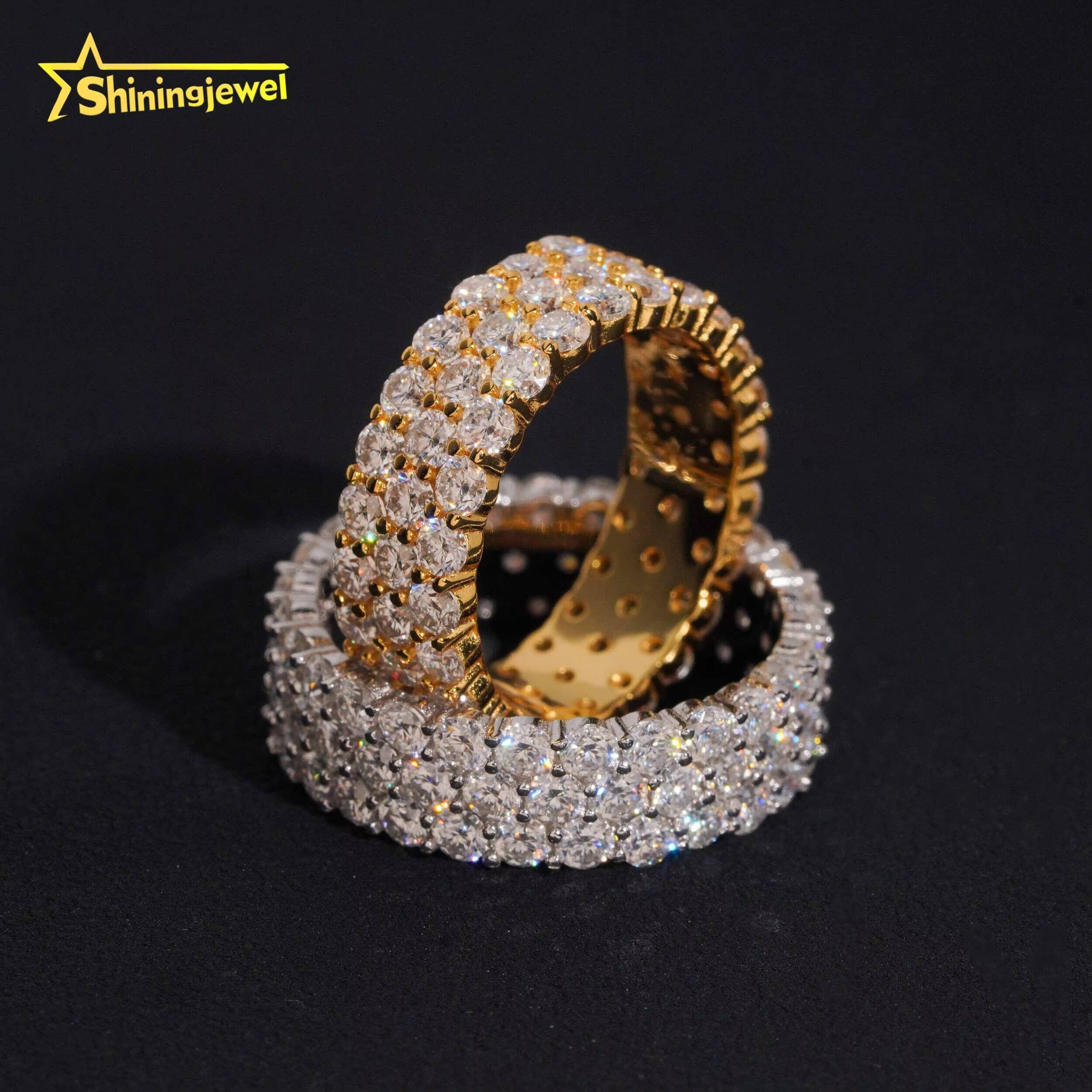 S925 Sterling Silver White Gold Diamond Ring Set with VVS Moissanite Luxury Wedding Ring