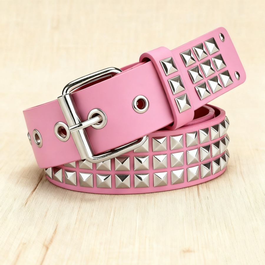 Leopard & Zebra Printed Punk Rock Studs Womans Belt - Stylish Metal Buckled Accessory