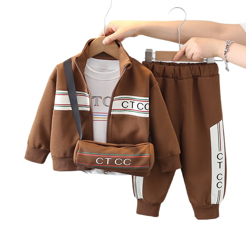 Free Shipping Luxury Kids 3-Piece Set 2025, Premium Long Sleeve Cardigan Outfit for Toddlers & Little Kids, Boutique Autumn Wear