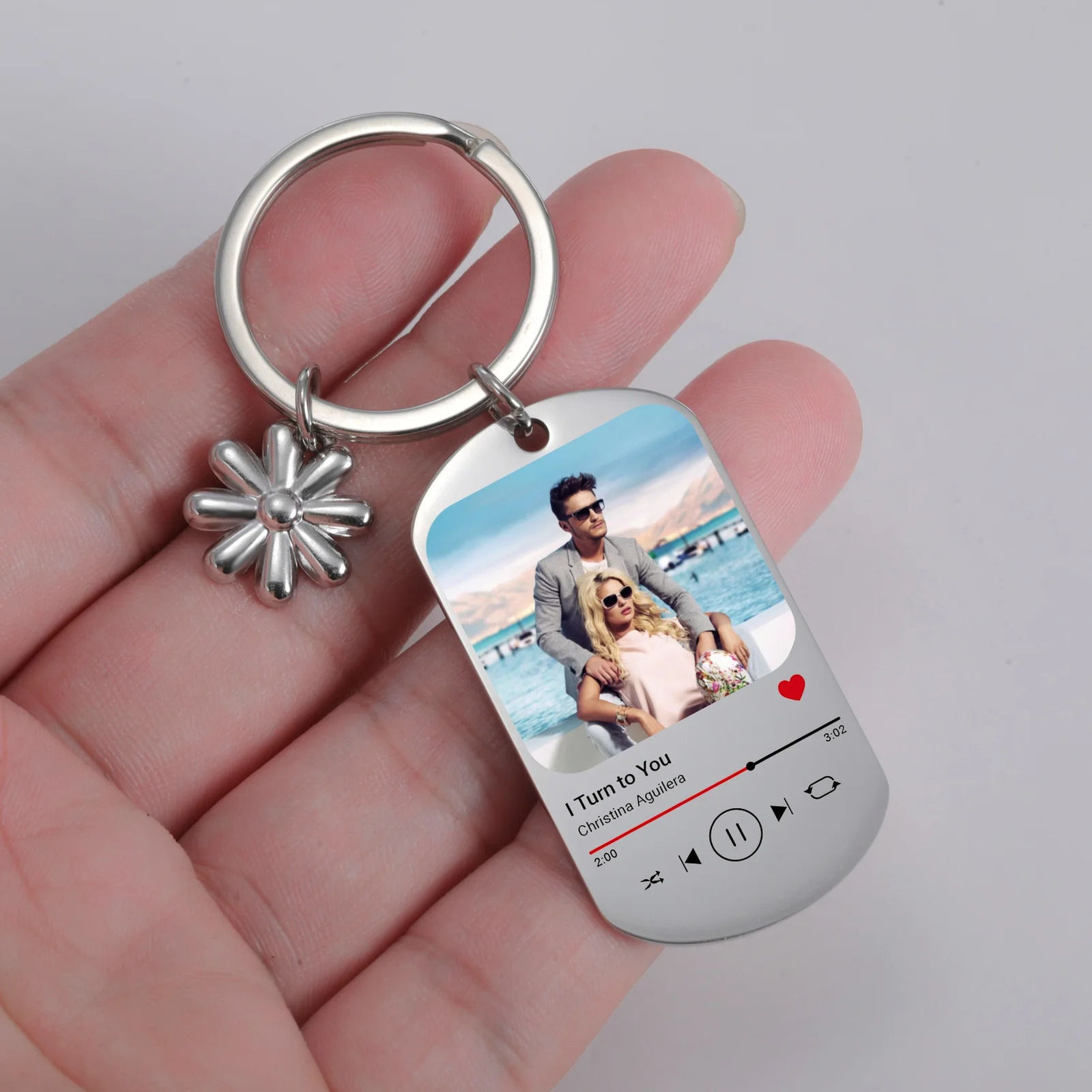 Jeshayuan Custom Picture Keychain Customized Music Song Key Ring Stainless Steel Personalized Po Keychains Gifts for Lover 251008