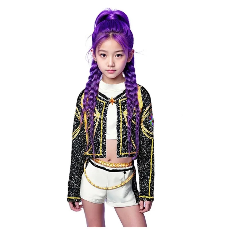 Anime Kpop Demon Hunters Children Girls Rumi Cosplay Costume Idol Star RolePlaying Clothes Stage Performance Halloween Set 251017