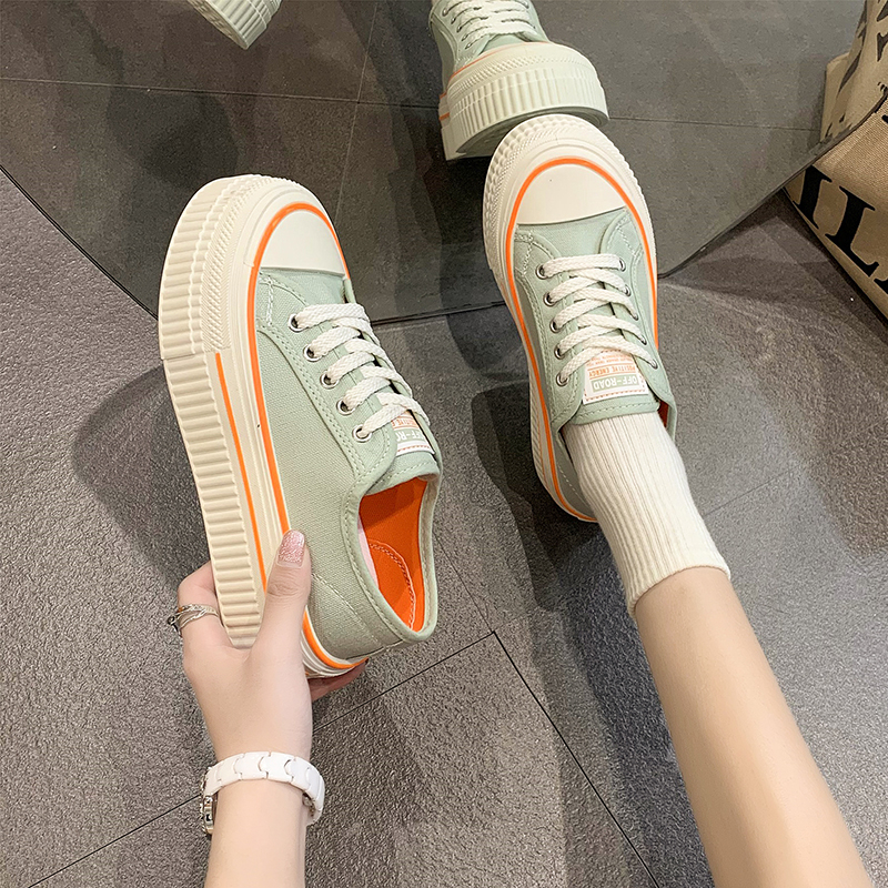 Women's Thick Bottom Canvas Shoes Spring New Style Casual Sports Platform Sneakers Versatile Flatform White Casual Board Shoes Women's Canva
