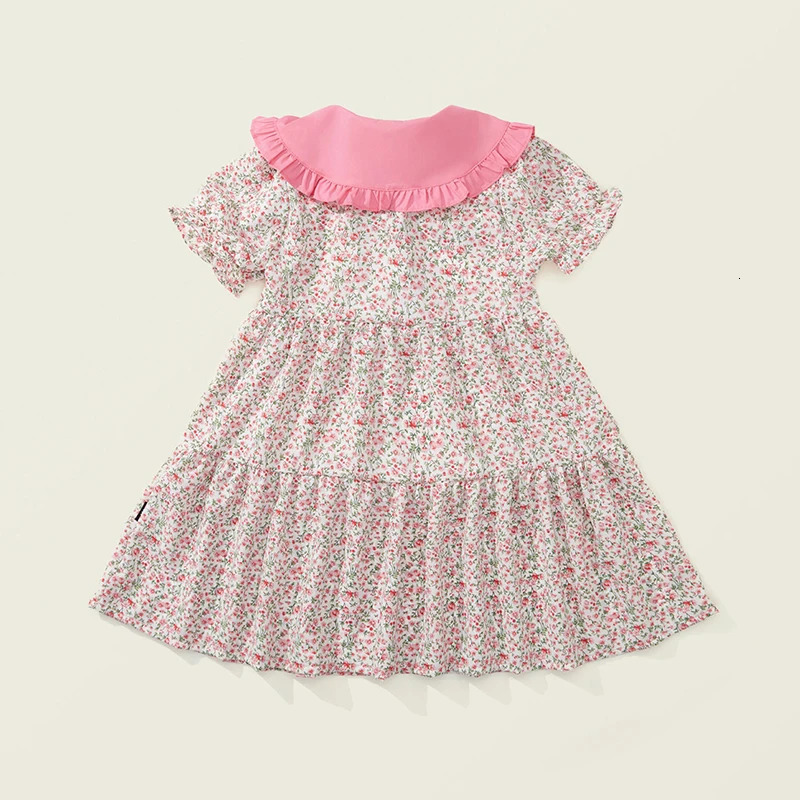 Baby Girls Dress Kids Summer Cute Flowers DressInclined Shoulder Bag 18 Years Old Children Fashion Doll Collar Princess Dress 251014