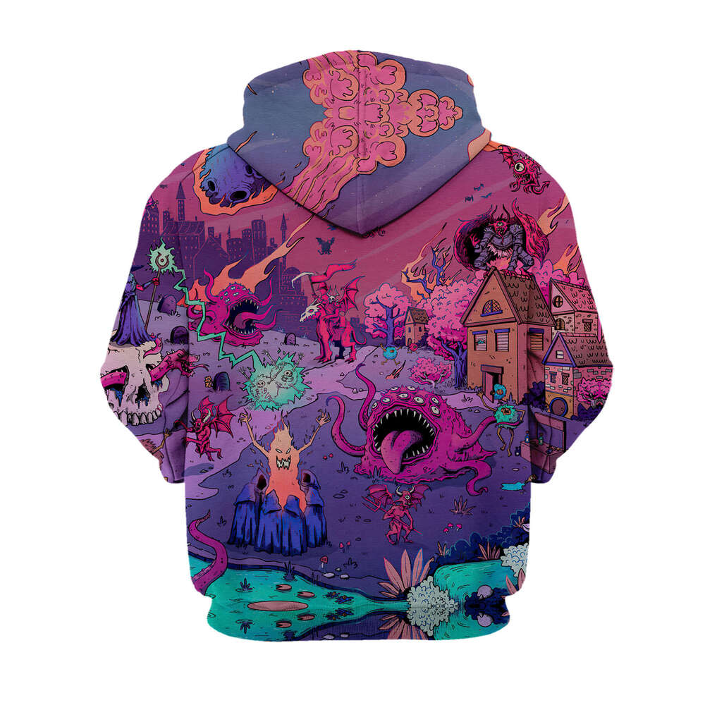 Men's 3D Cartoon Print Hoodie - Vibrant Streetwear Pullover With Double-Layer Hood, 250Gsm All-Season Comfort, Hine Washable Casual Sweatshirt