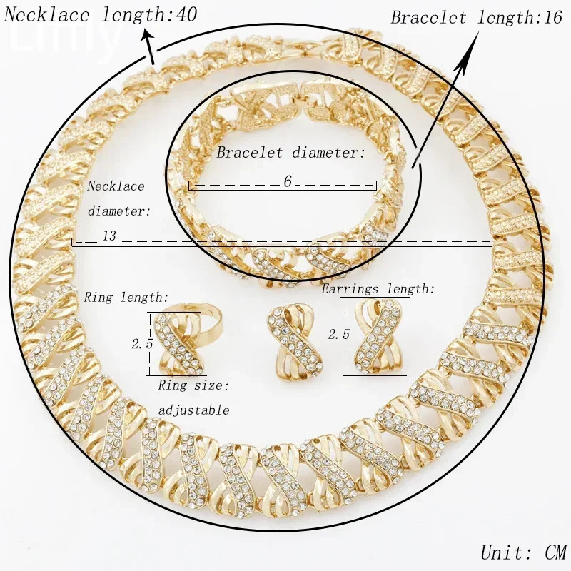 Fashion 18k Gold Plated Jewelry Set Dubai African Choker Necklace Earrings Rings Wedding Bridal Jewellery Sets for Women 251016