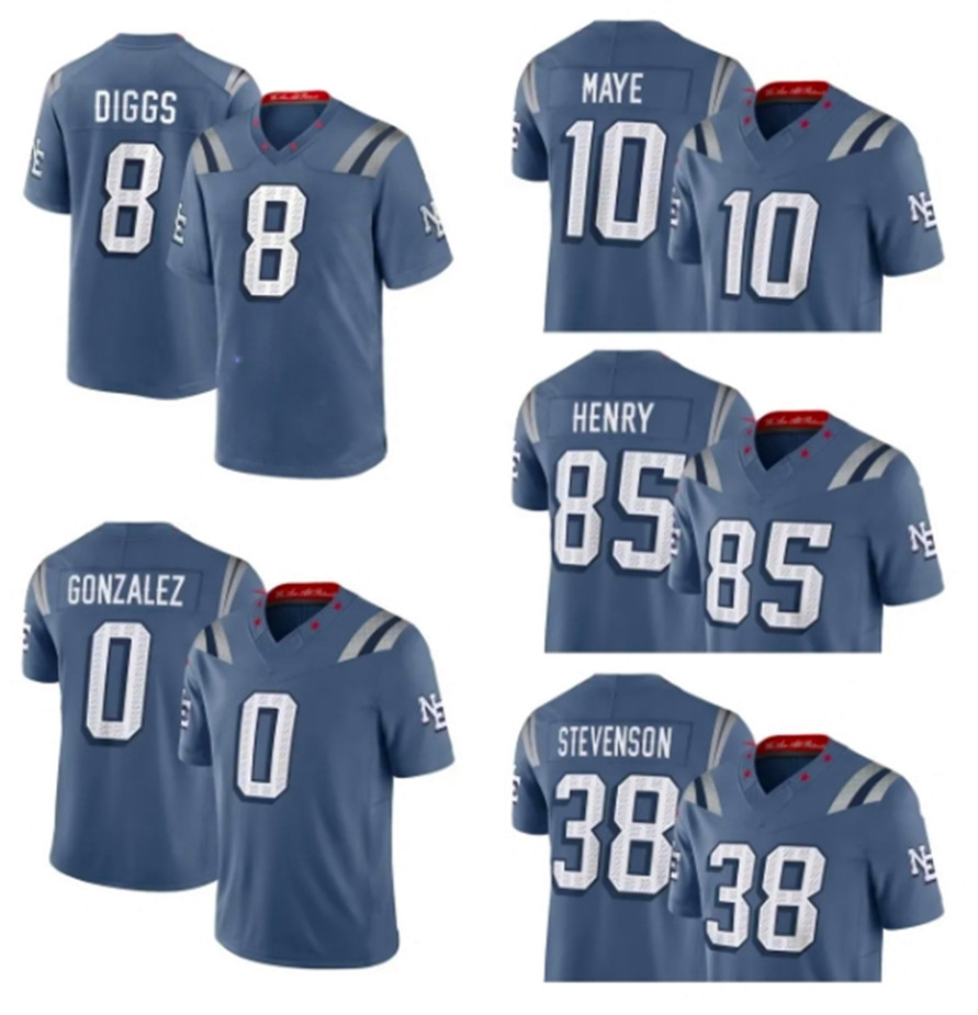 New Englands city PatriotsES Drake Maye Christian Gonzalez Hunter Henry Rhamondre Stevenson Stefon Diggs Rivalries Collection Limited Patriotes Jersey