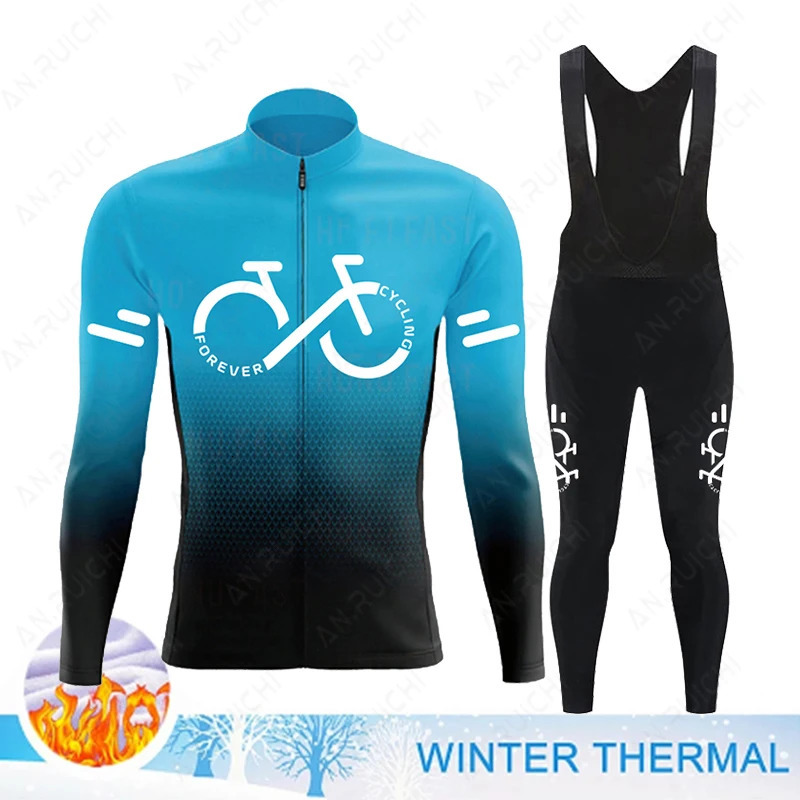 Winter Thermal Fleece Cycling Jersey Set Mens Mountian Bicycle Clothes Wear Ropa Ciclismo Racing Team Bike Cycling Clothing 251015