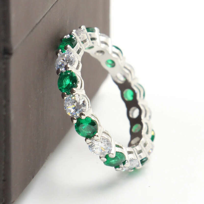 Size 5-10 Drop Shipping High Quality Jewelry Sterling Sier Emerald Gemstones CZ Dia Lucky Wedding Engagement Band Ring Set