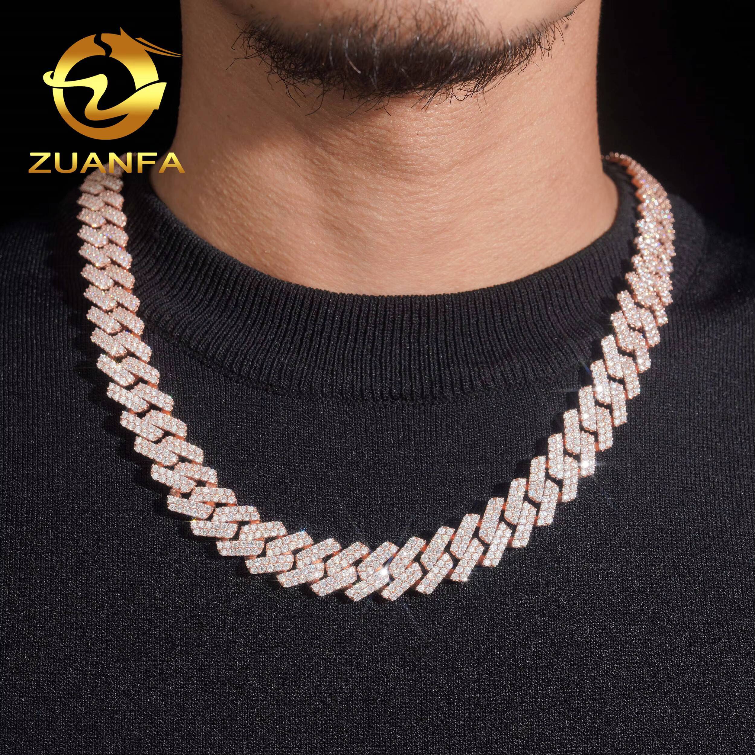 925 Silver Hip Hop Jewelry 15mm Moissanite Cuban Link Chain Iced Out Cuban Bracelet Chain Pass Diamond Tester