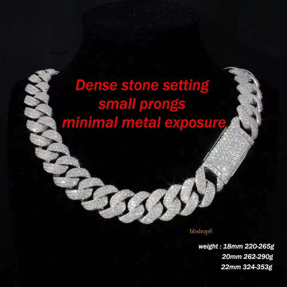 High designer bracelet18mm 20mm 22mm Silicon Stone Necklace Hiphop Jewelry Sier Cuban Chain