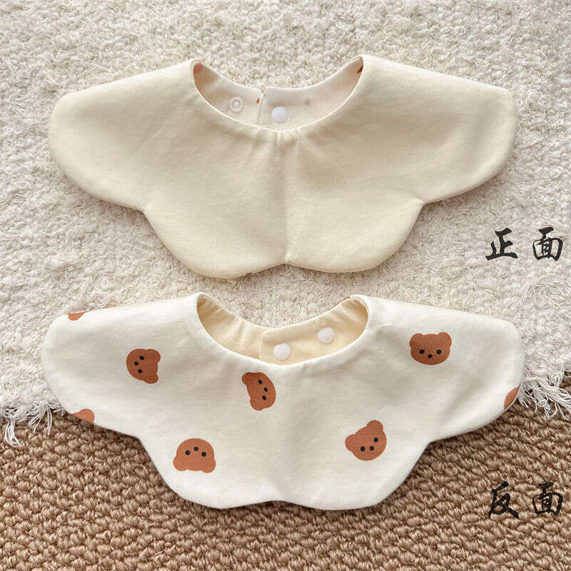 Double-Sided Pure Cotton Bibs Babies Girls And Boys Floral Design High Aesthetic Value Pink Color Suitable for Autumn Winter