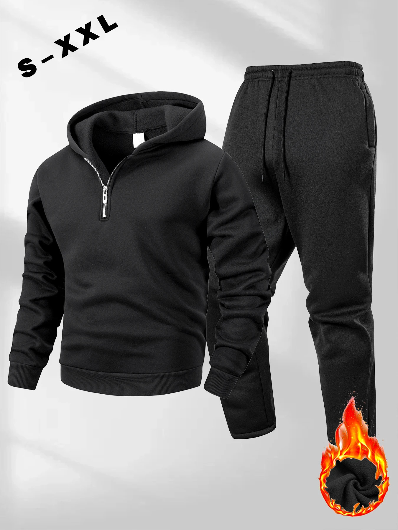 Mens Tracksuit Half Zipper Hoodie Trousers 2piece Set Autumn Winter Casual Sportswear Solid Color Daily Sweatshirt Pants 251016