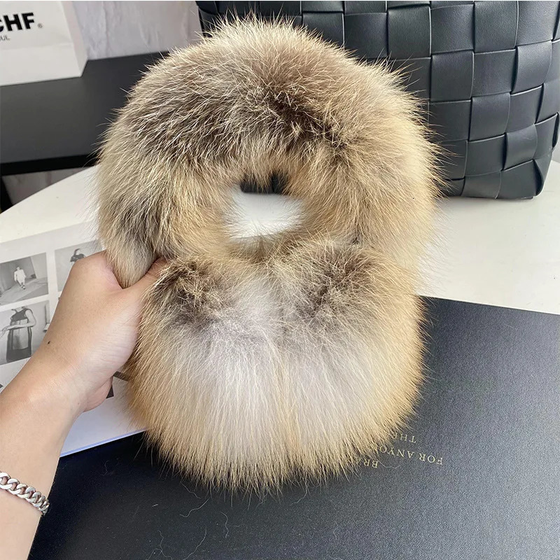 Fox fur earmuffs are windproof and warm in winter ear caps are thickened on both sides and covered with plush big ears 251014